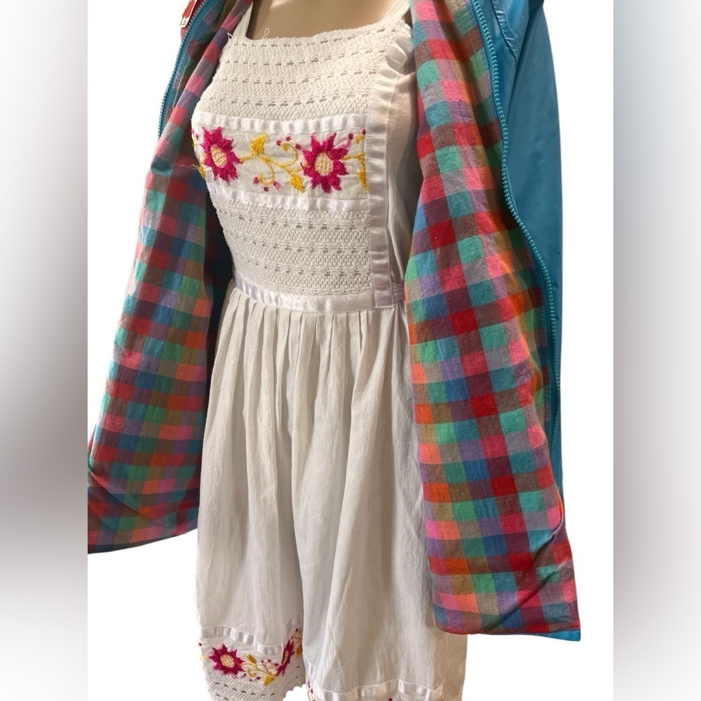 Oaxacan Mexican folk fiesta sun summer Floral Embroidered Dress-M/L - Picture 4 of 8